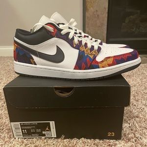 Jordan 1 Low Nothing But Net White/Dark Obsidian-Team Red Size 11 CZ8659